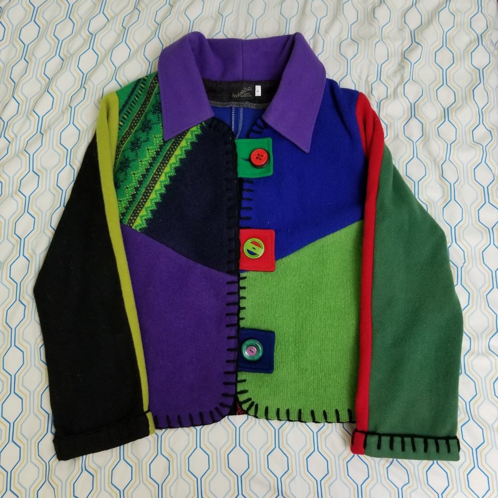 Baabaazuzu Patchwork Colorblock Wool Cardigan Jac… - image 1